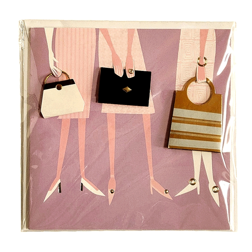Paper Magic Group Retro Pink / Purple Three Friends with Purses Card & Envelope